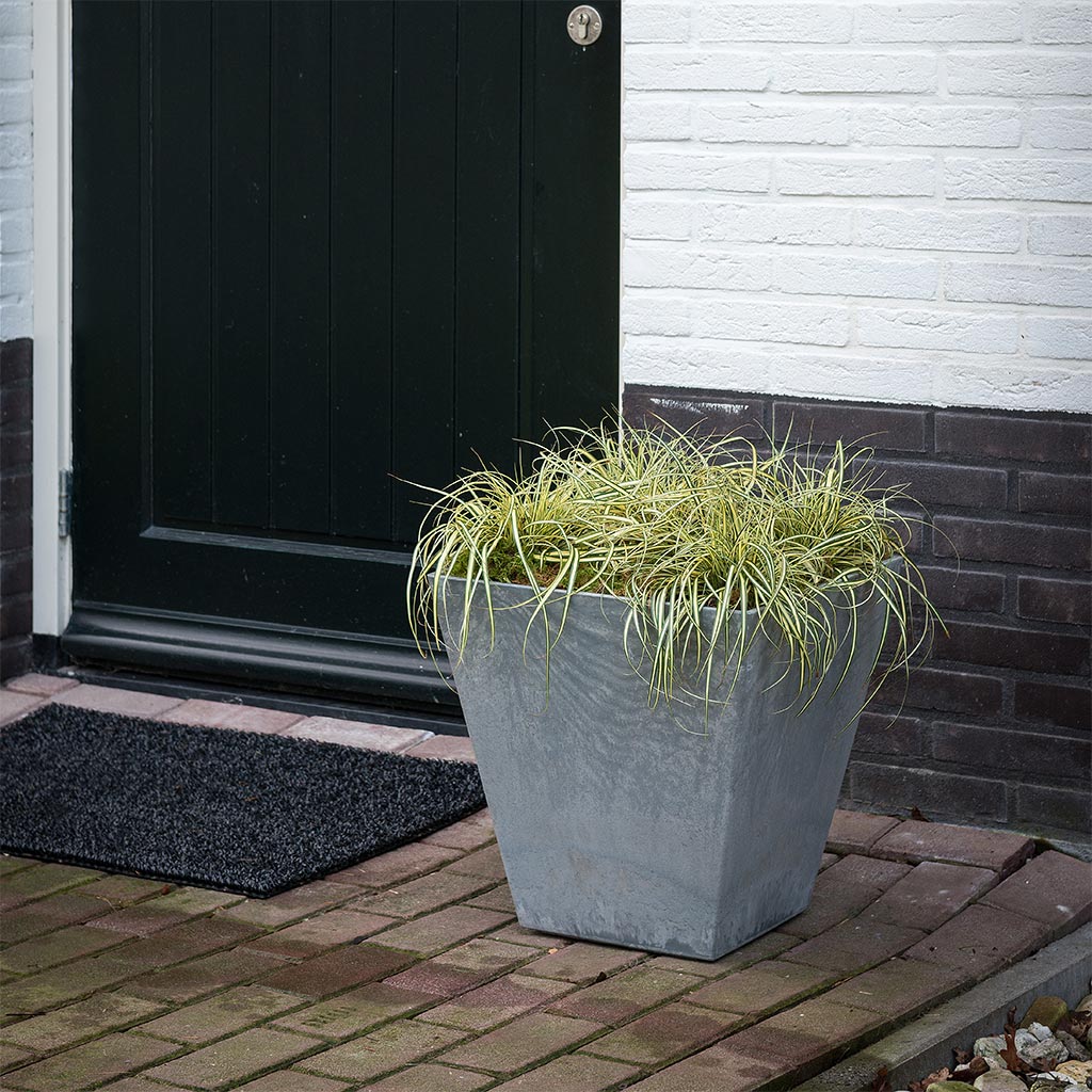 Ella Artstone Plant Pot - Grey On Doorstep
