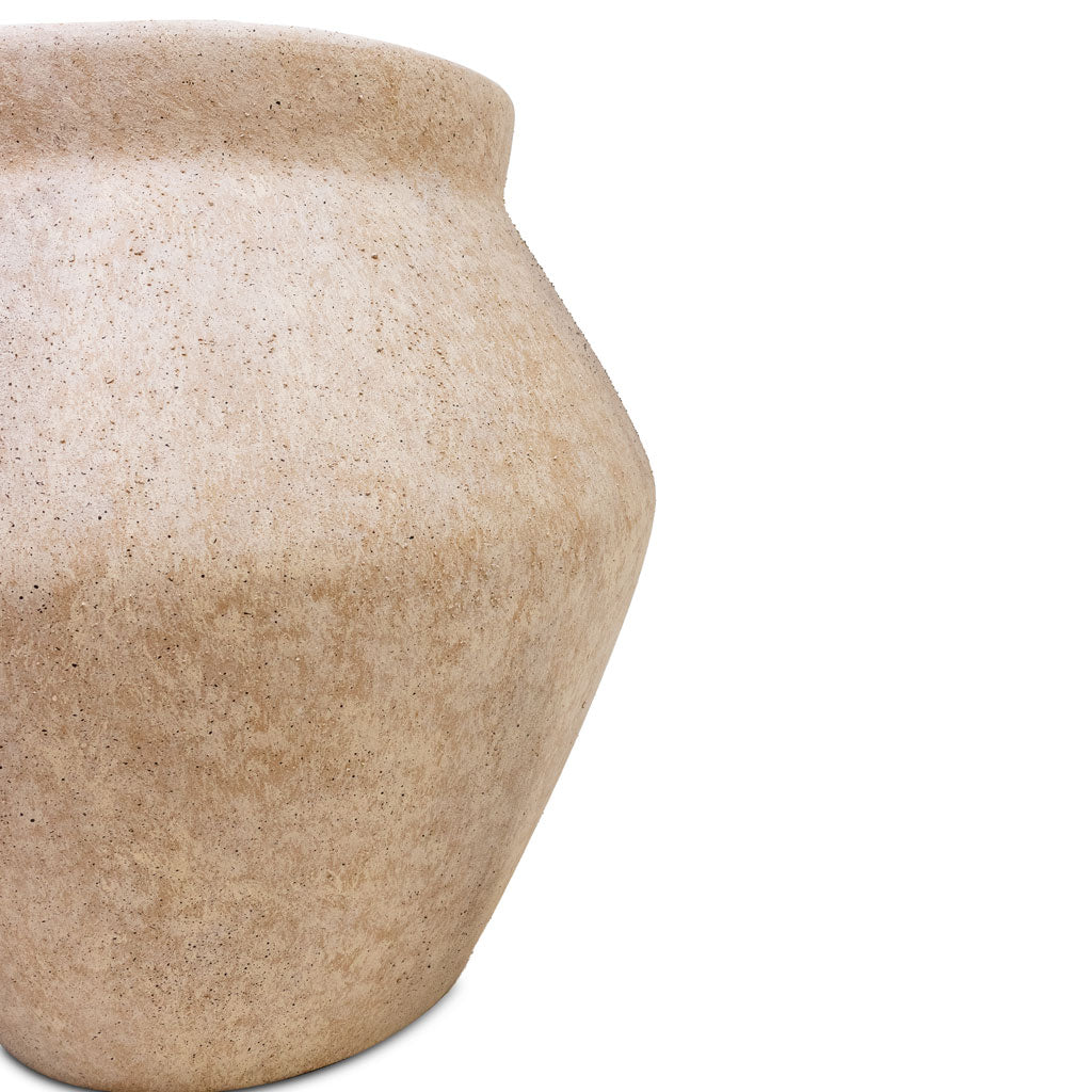 Fleuri Mineral Tall Planter Travertine Close up 