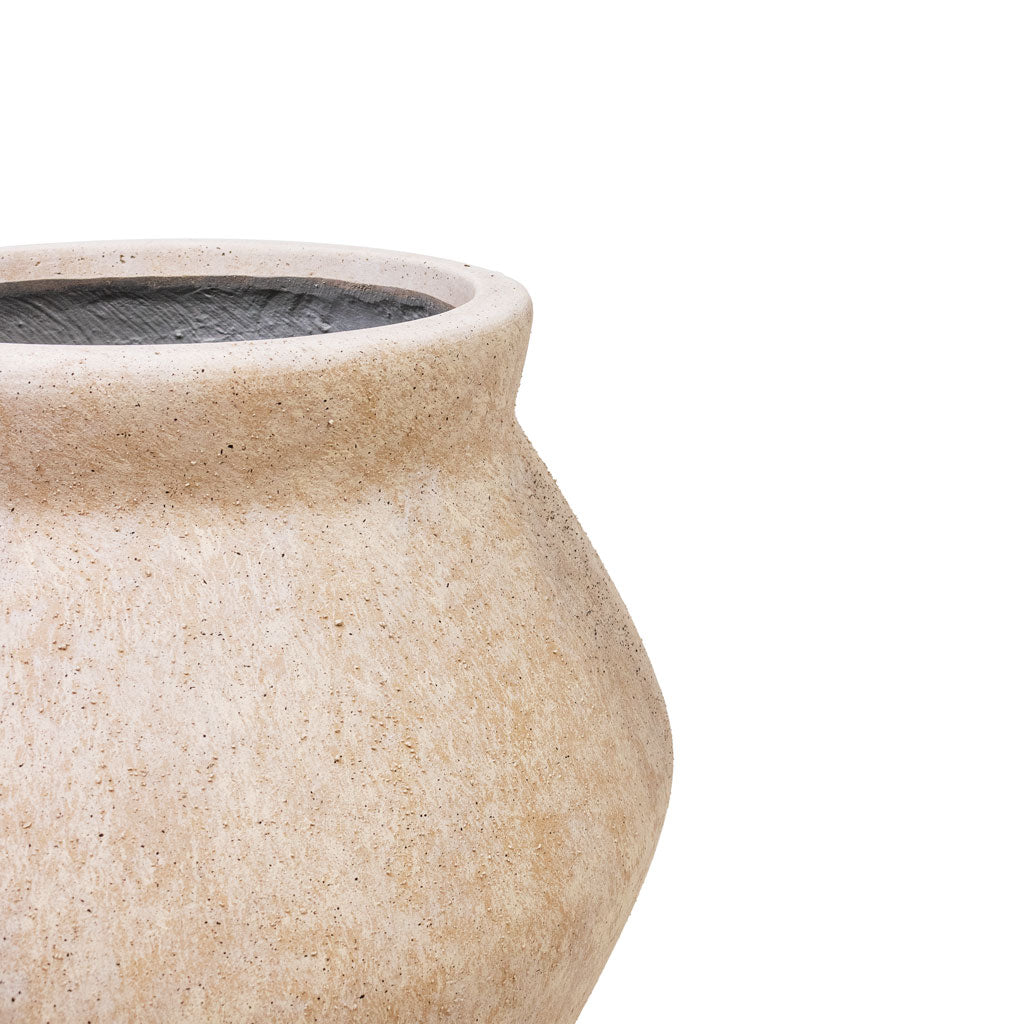 Fleuri Mineral Tall Planter Travertine Close up 