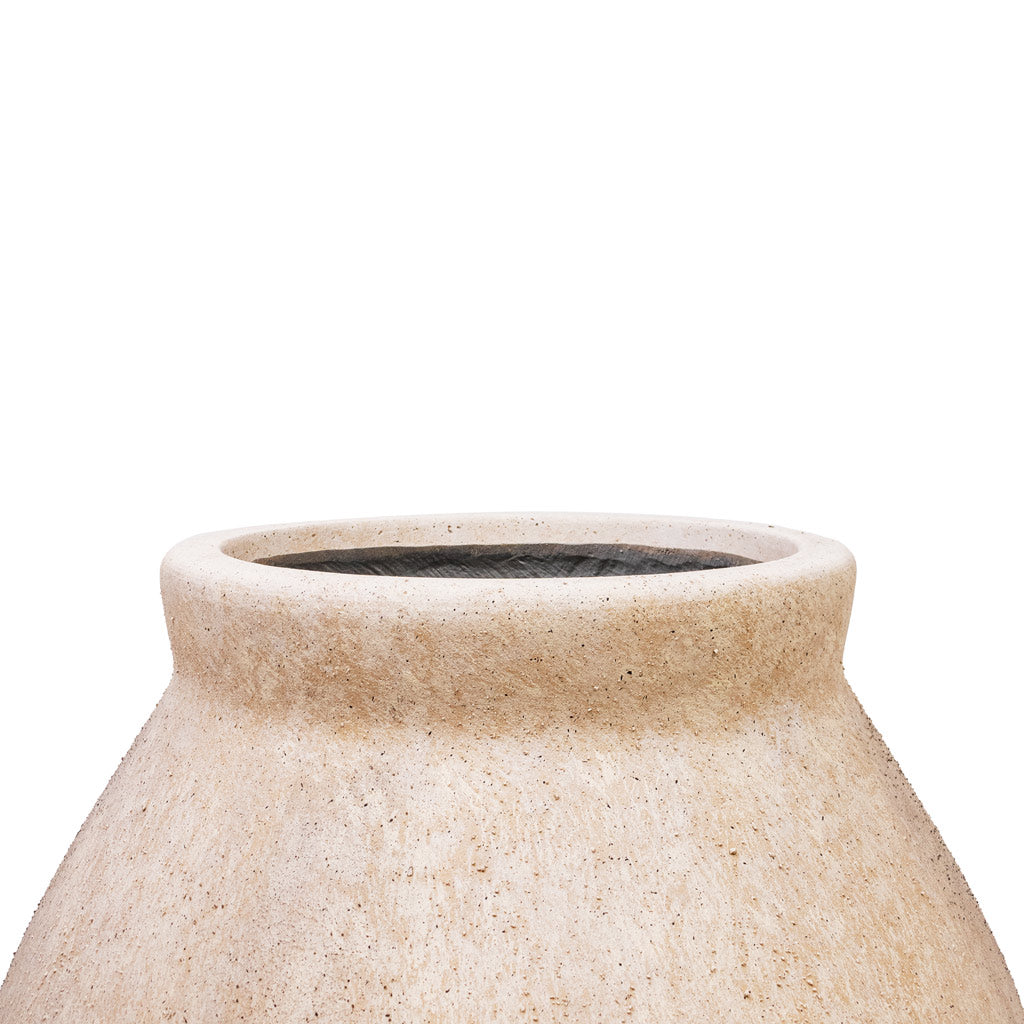 Fleuri Mineral Tall Planter Travertine Close up 