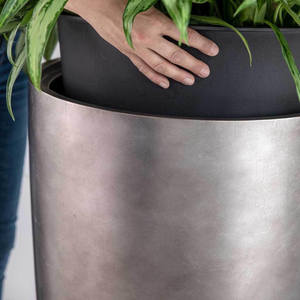 Gradient Partner Planter - Matt Grey And Liner
