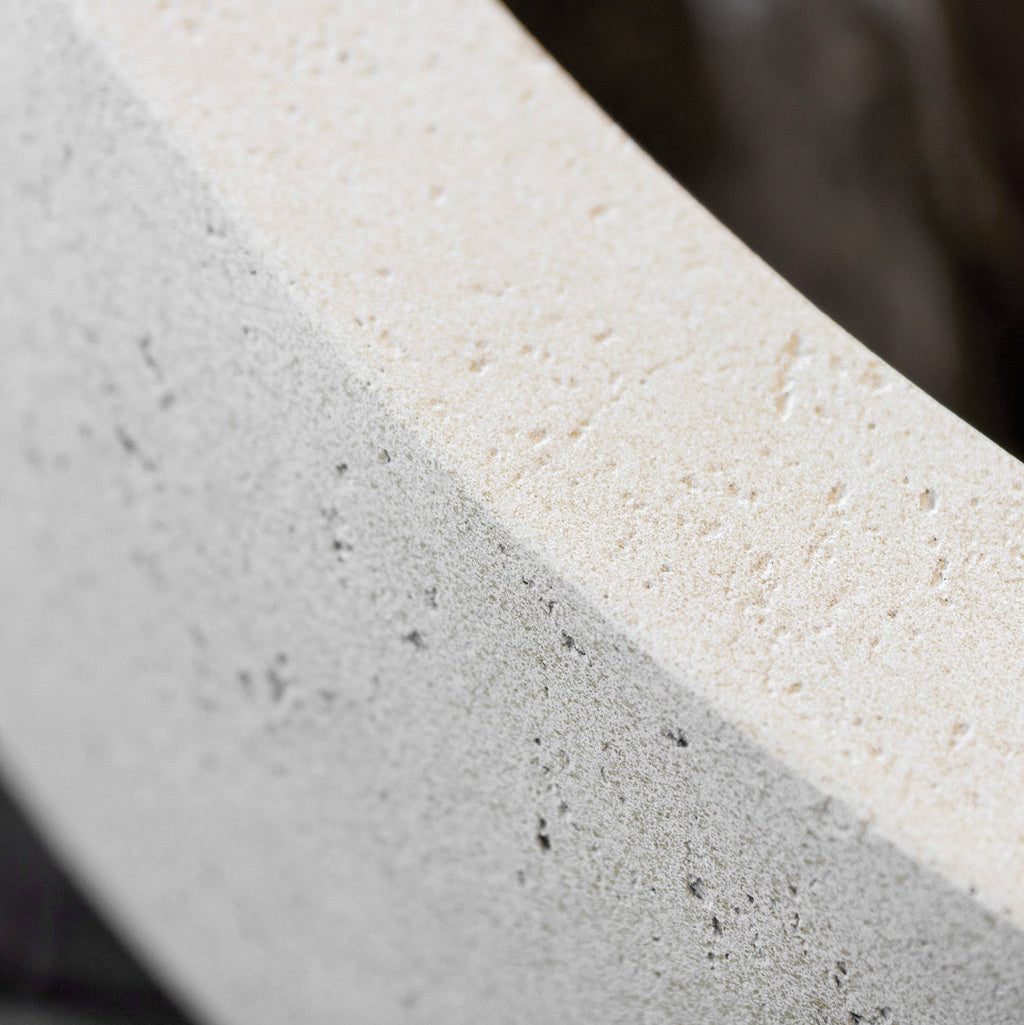 Grigio New Egg Pot Planter - Antique White Concrete Close Up