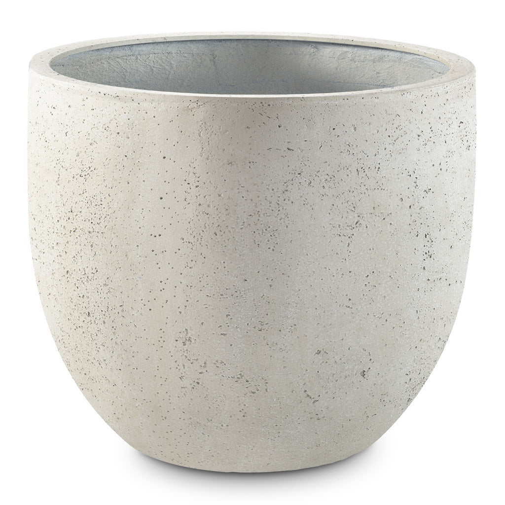 Grigio New Egg Pot Planter - Antique White Concrete