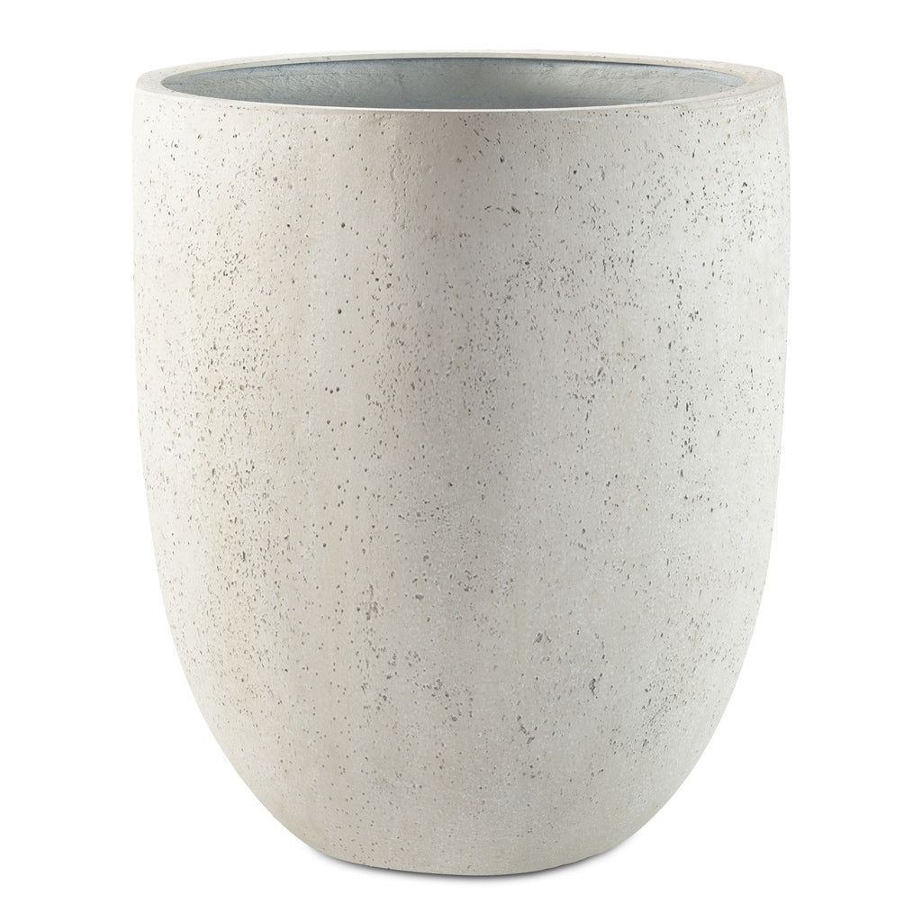 Grigio Tall Egg Pot Planter - Antique White Concrete