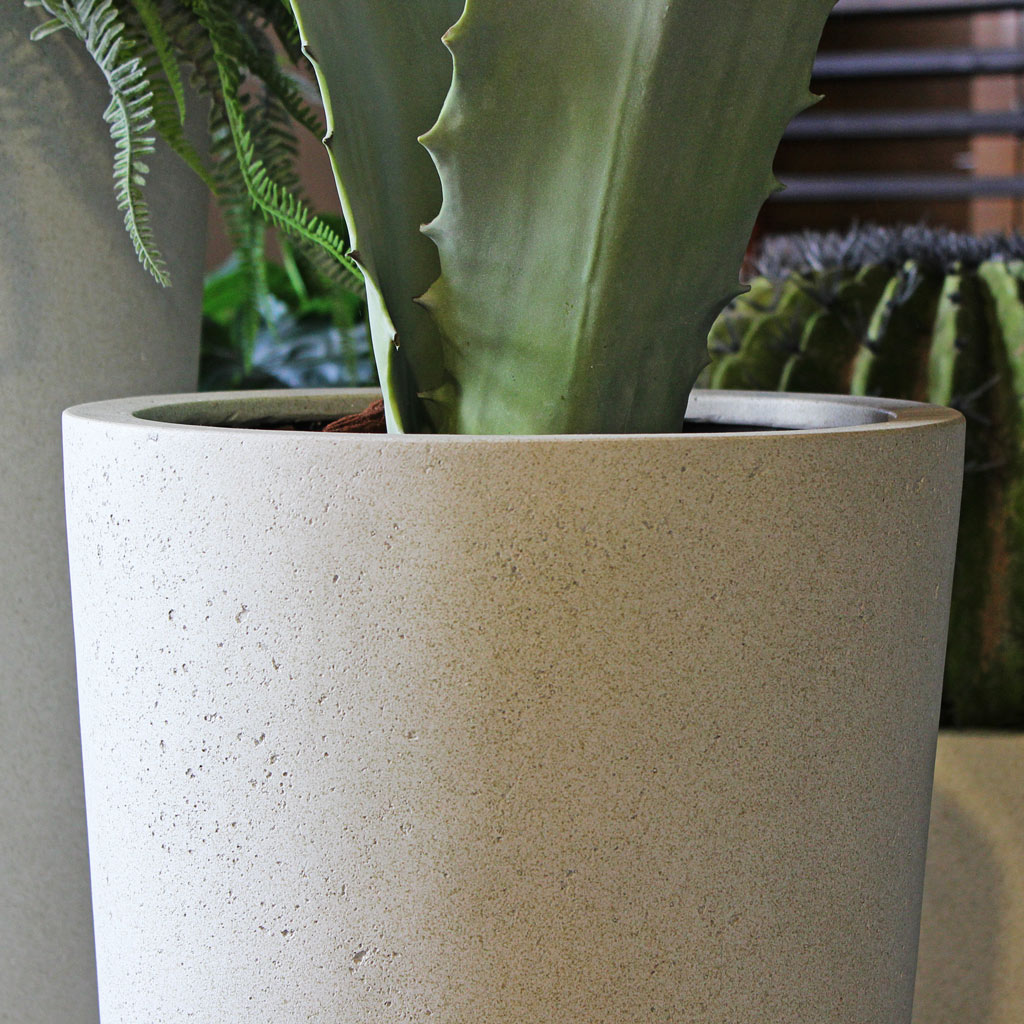Grigio Tall Partner Planter - Antique White Concrete