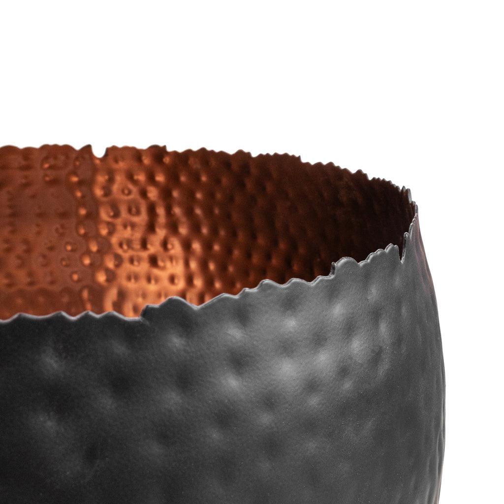 Hammered Bowl - Black with Copper - Rim