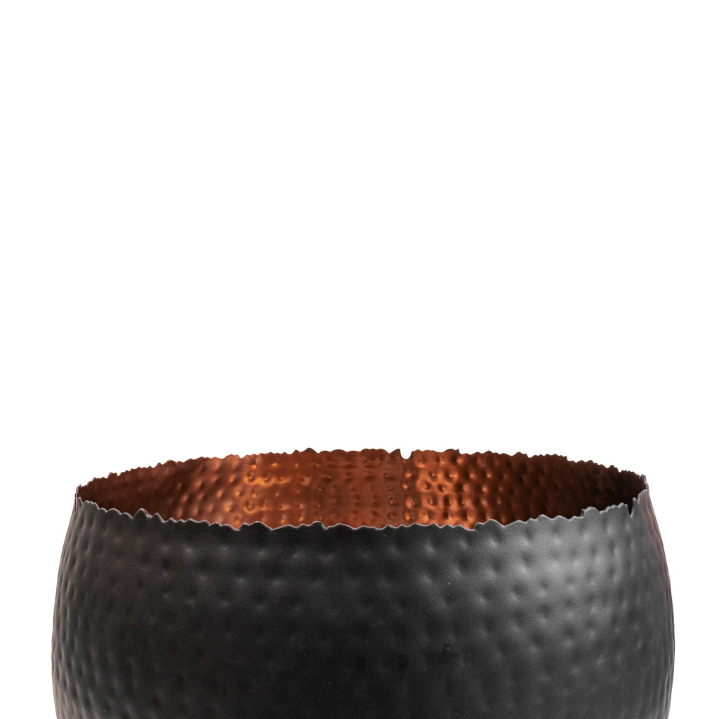 Hammered Bowl - Black with Copper - Opening