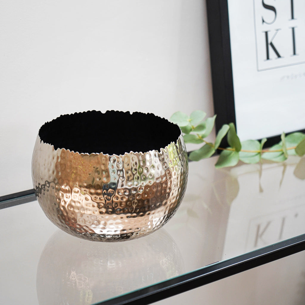 Hammered Bowl - Nickel with Black