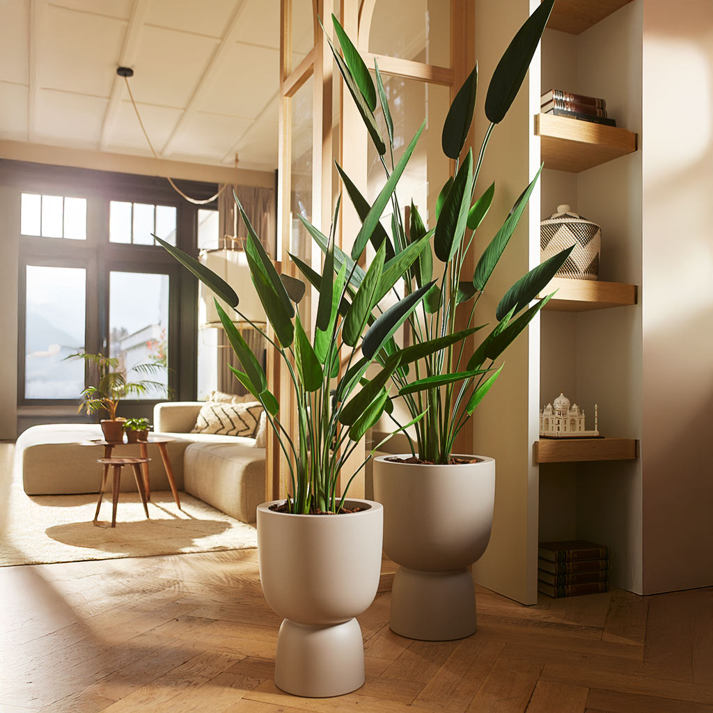 Heliconia Artificial In Lisbon Pot Powder Blue