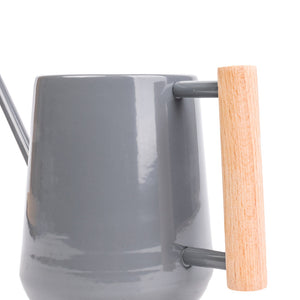 Indoor Watering Can 0.7L - Charcoal with Beech Handle Detail