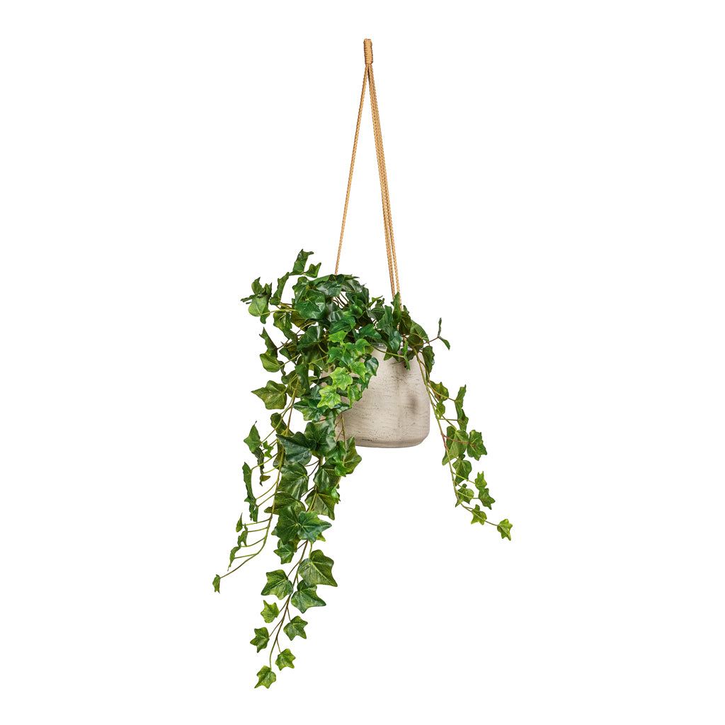 Ivy Hanging Bush Artificial Patt Hanging Pot Grey In  Washed 