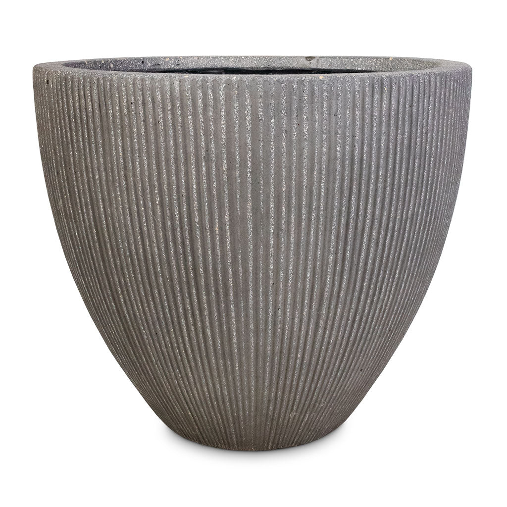 Jesslyn Plant Pot - Ridged Dark Grey
