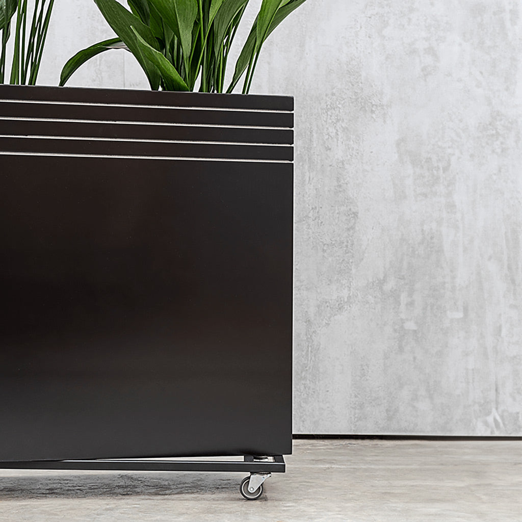 Line-Up Rectangle Planter - Matt Black Wheels