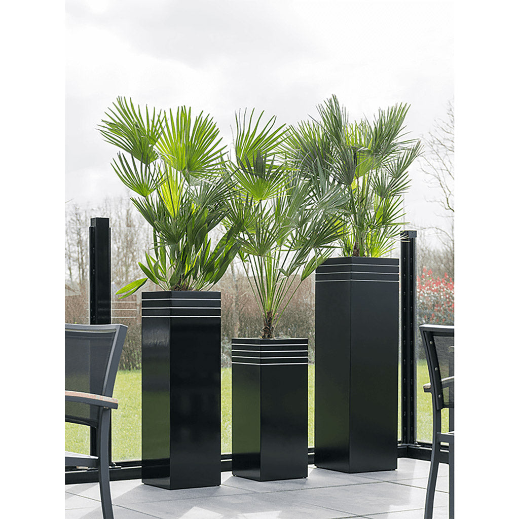 Line-Up Tall Square Planters - Matt Black Outdoors