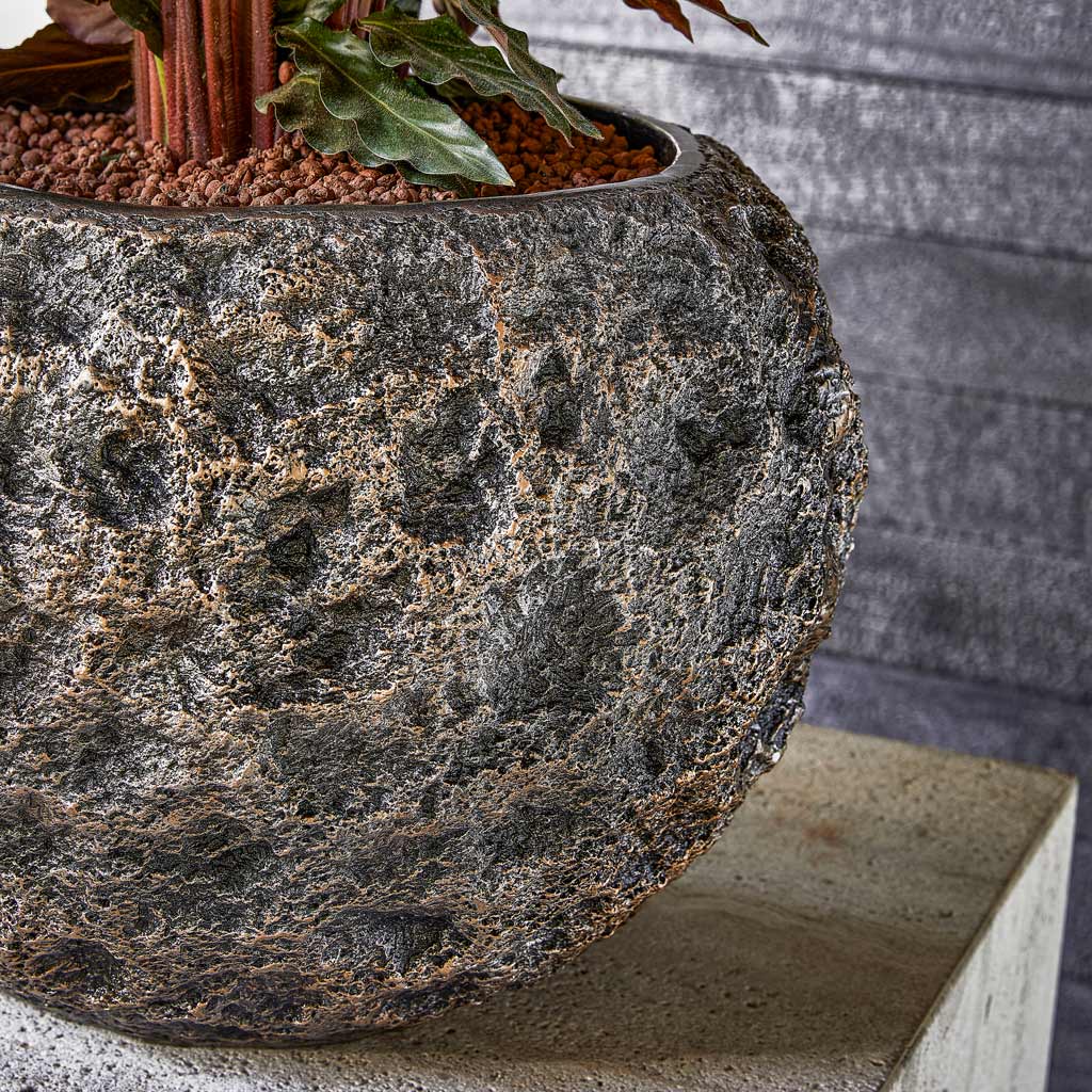 Luxe Lite Moon Globe Planter - Bronze Close Up