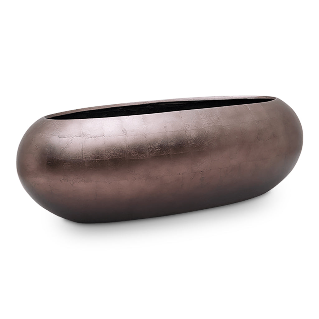 Metallic Boat Planter Matt Coffee - 75x30x25cm