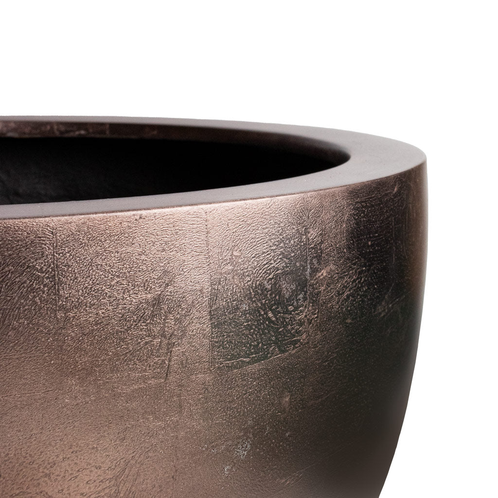 Metallic Plant Bowl - Matt Coffee - Rim