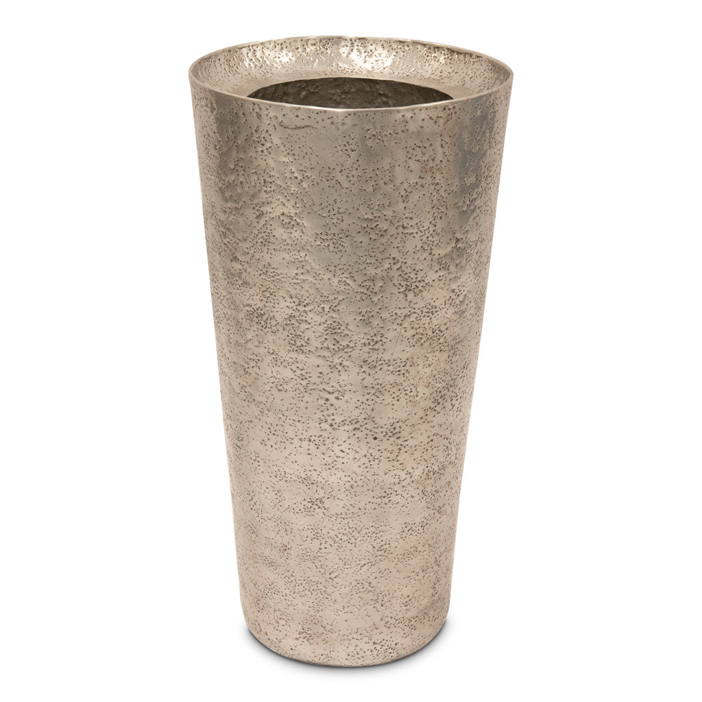Naya Tall Metal Planter Silver Plant Pot