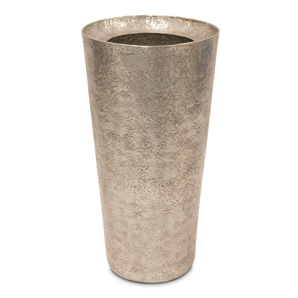 Naya Tall Metal Planter Silver Plant Pot