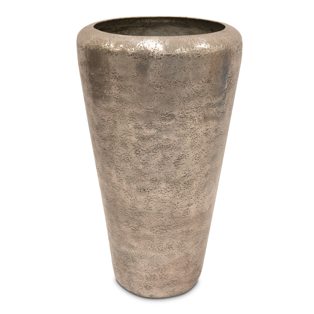 Naya Tall Metal Planter Silver Plant Pot