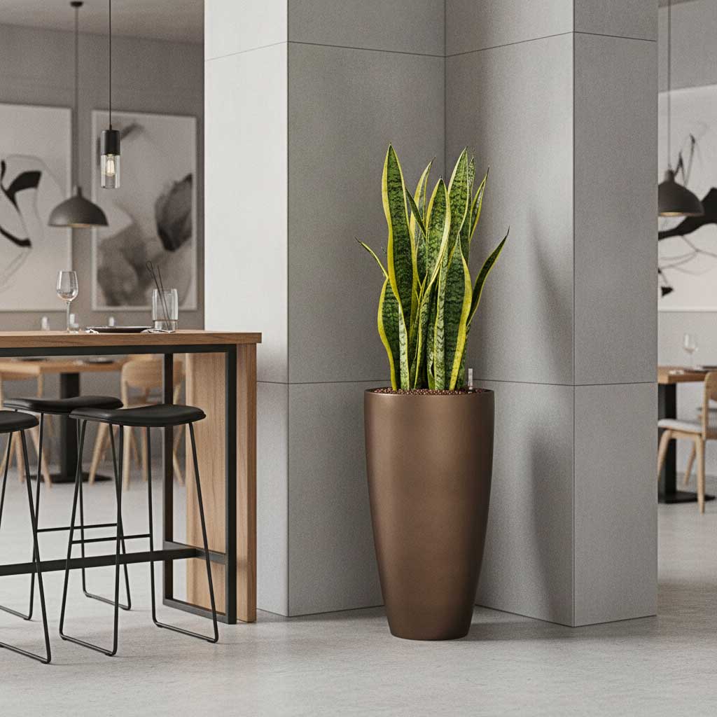 Sansevieria Laurentii - HydroCare in Gradient Partner Planter - Matt Coffee