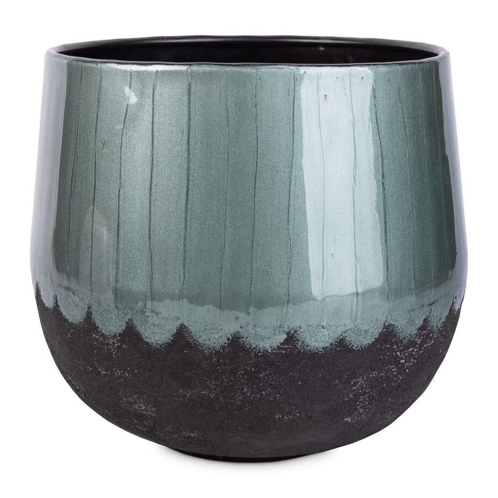 Ninthe Metal Plant Pot - Metallic Petrol - Medium