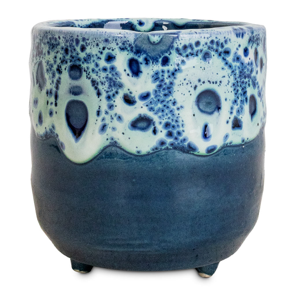 Ocean Glaze Plant Pot - Sapphire - 7 x 7cm