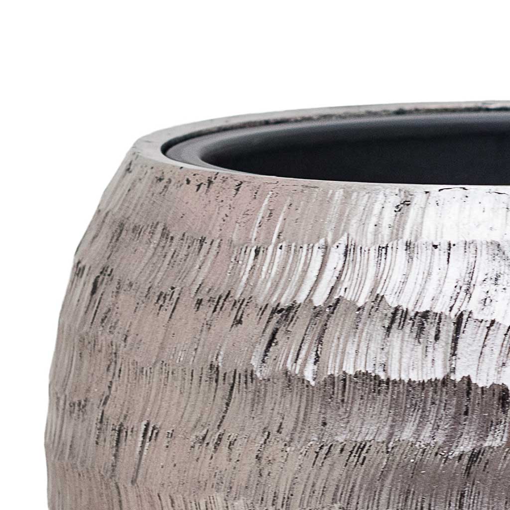 Opus Hammered Globe Planter Silver Textures