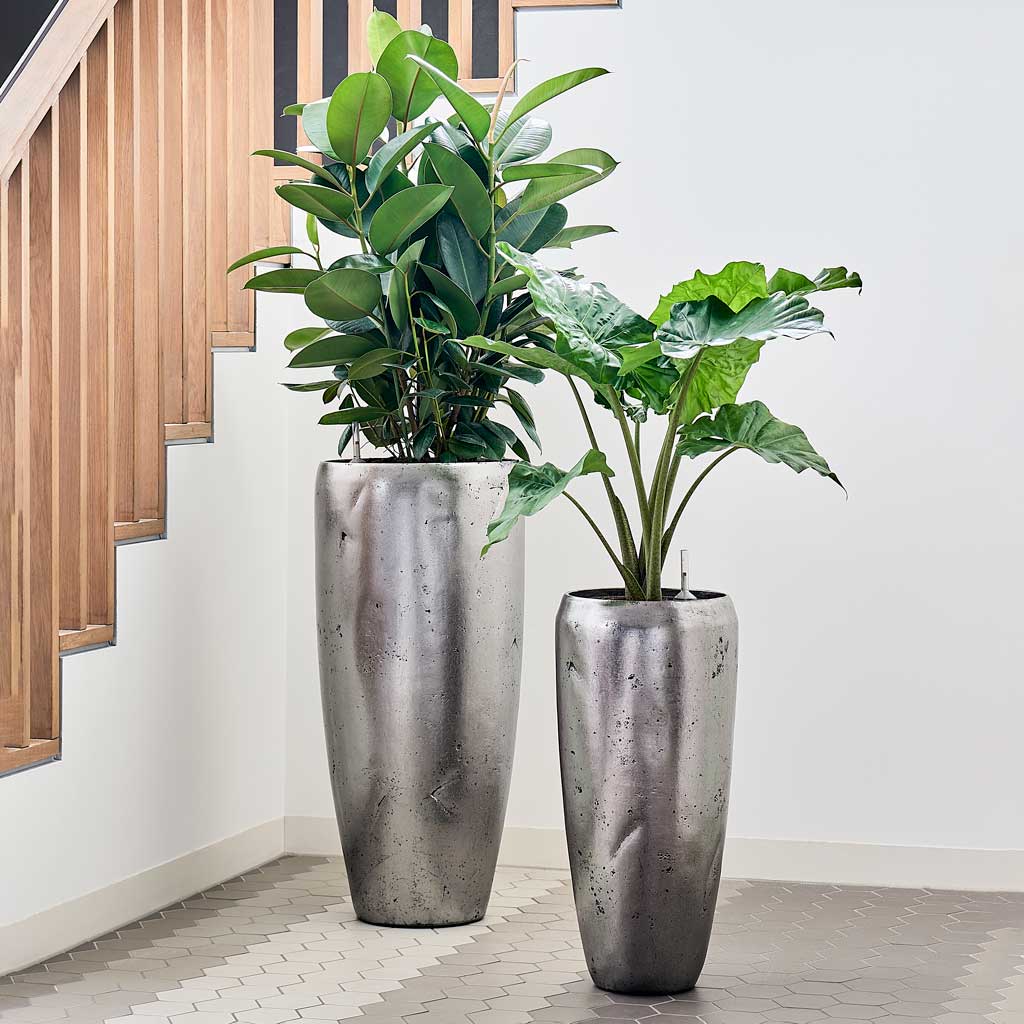 large silver plant pots Opus Raw Partner Planter - Silver - Quality Planters | Hortology