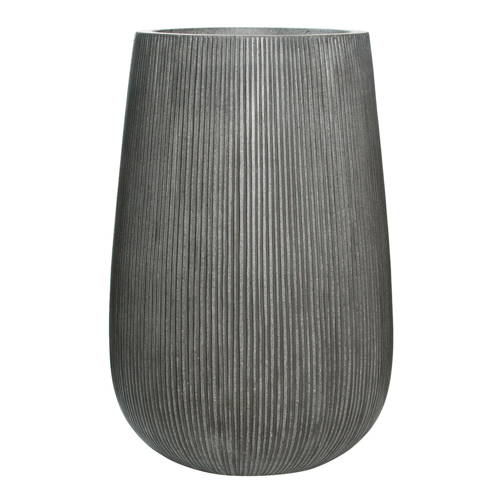 Patt High Plant Vase - Ridged Dark Grey XL