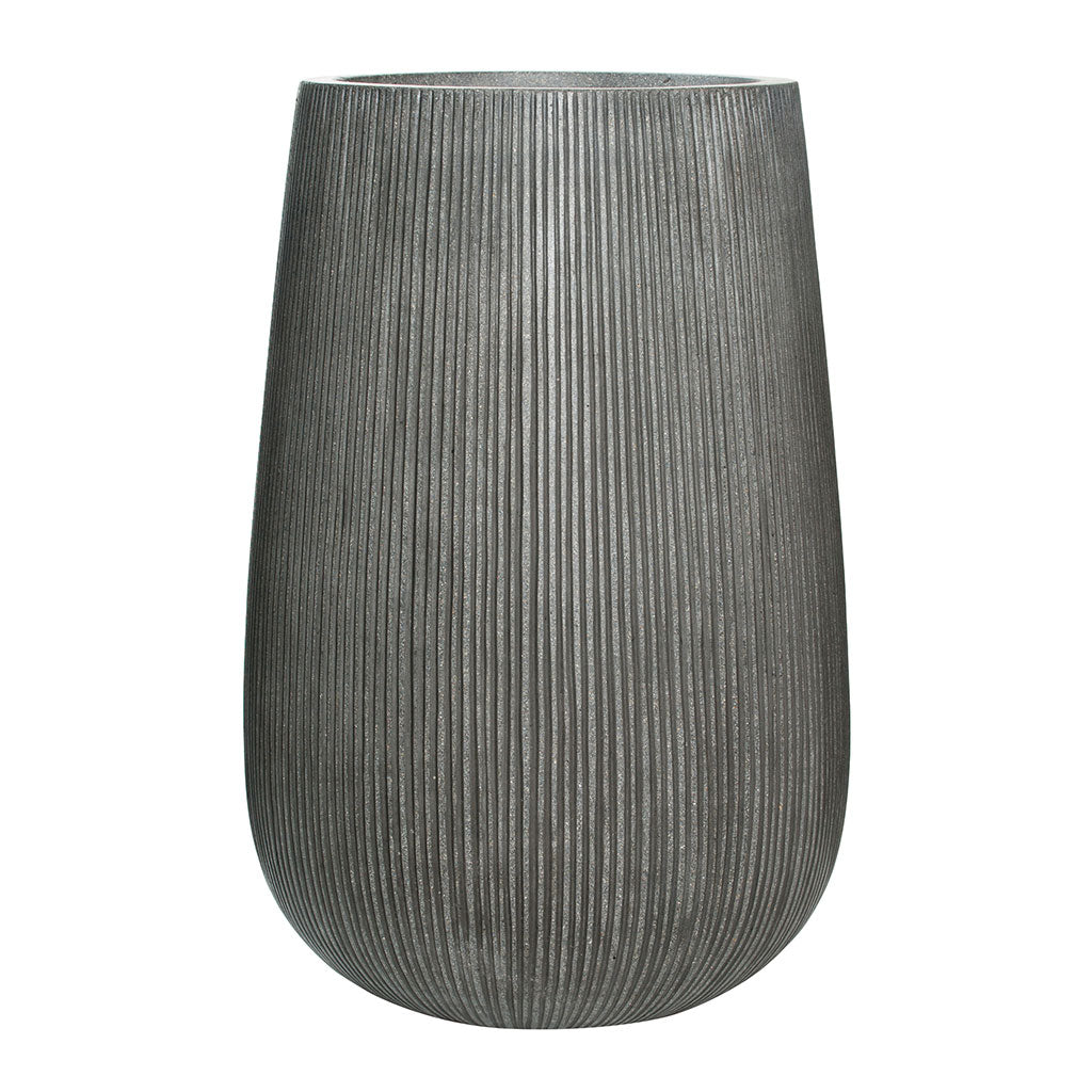 Patt High Plant Vase - Ridged Dark Grey - Large