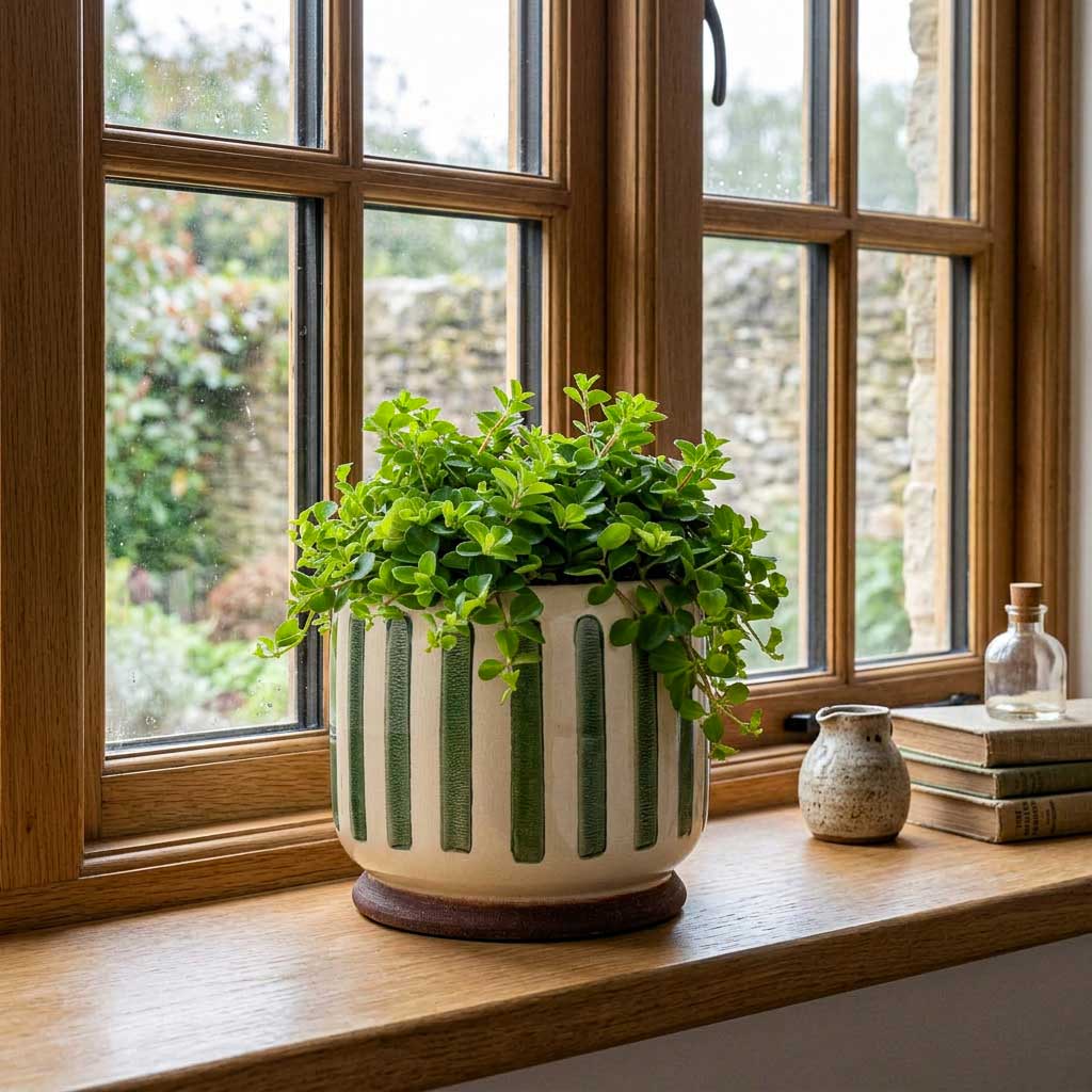 Stripe Pot Green - 16x13cm