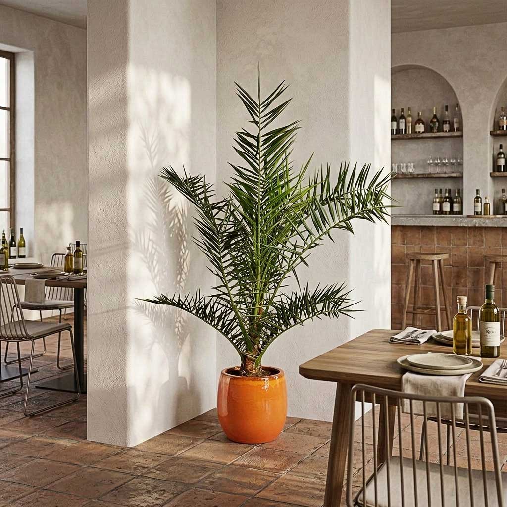 Phoenix Canariensis - Canary Island Date Palm & Charlotte Plan Pot - Orange