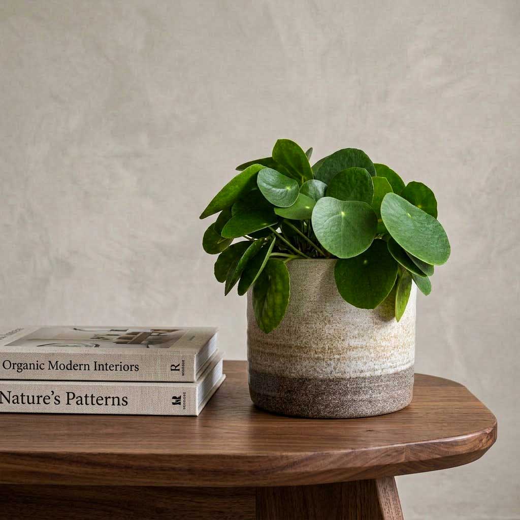 Pilea peperomioides - 15x25cm In Gia Pot Stone Granite - 19x16cm