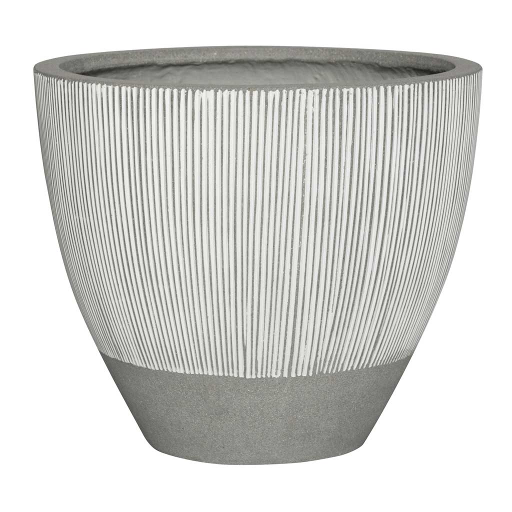 Ridged Jesslyn Plant Pot - White Stripe