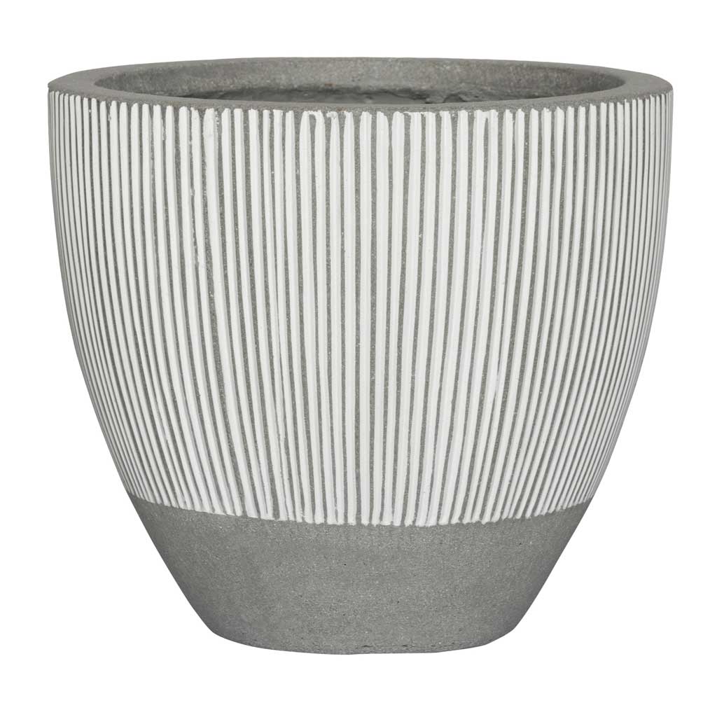 Ridged Jesslyn Plant Pot - White Stripe - Medium