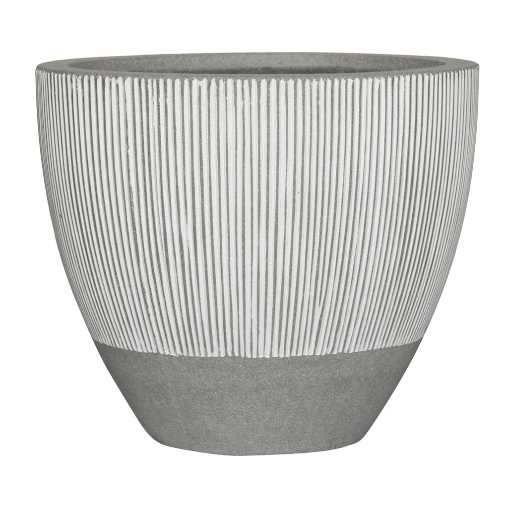 Ridged Jesslyn Plant Pot - White Stripe - Large