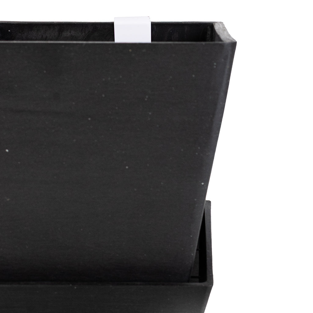 Rotterdam Cube Planter Slate Close Up with Saucer