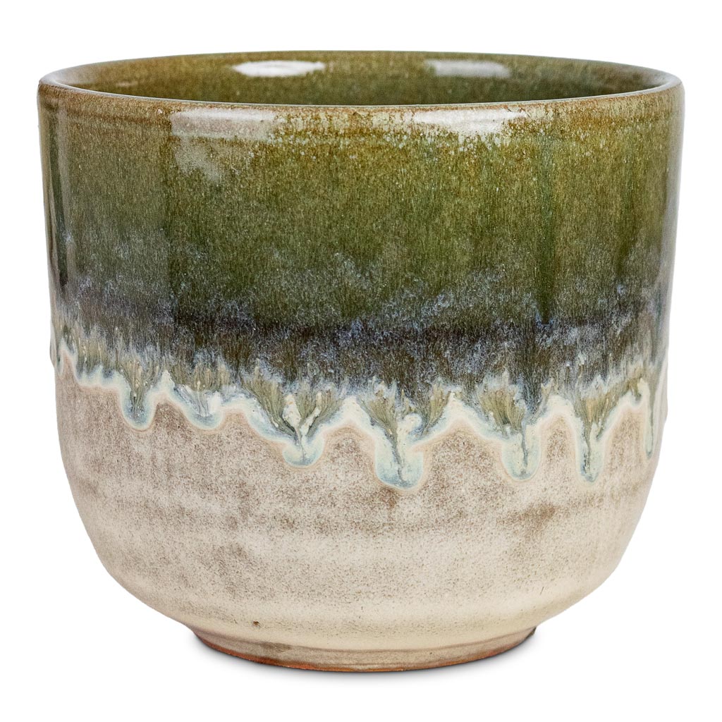 Rowe Glaze Pot Olive Wash 14.5x13cm