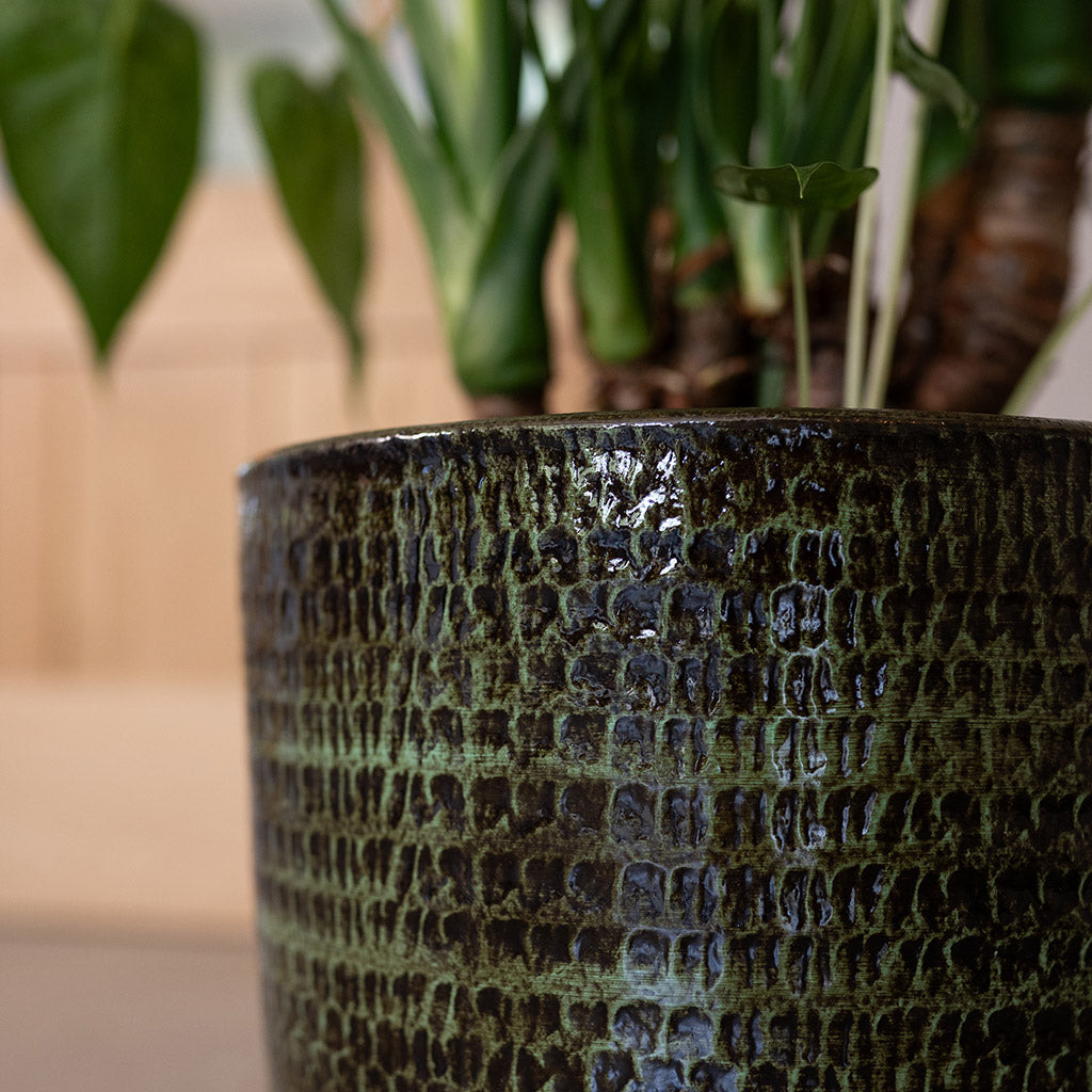 Sanna Plant Pot - Moss Green - Close Up