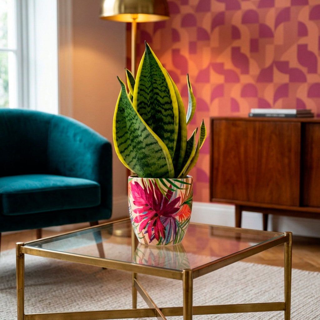 Sansevieria trifasciata Futura Superba & Jim Plant Pot - Shell