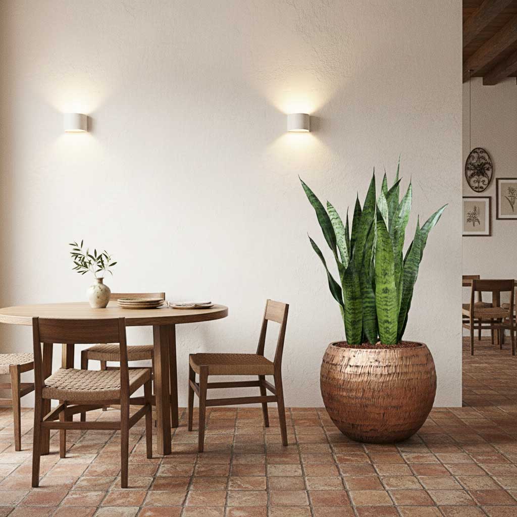 Sansevieria trifasciata zeylanica - HydroCare - 22/19 x 70cm in a Opus Hammered Globe Planter - Gold - 40 x 32cm

