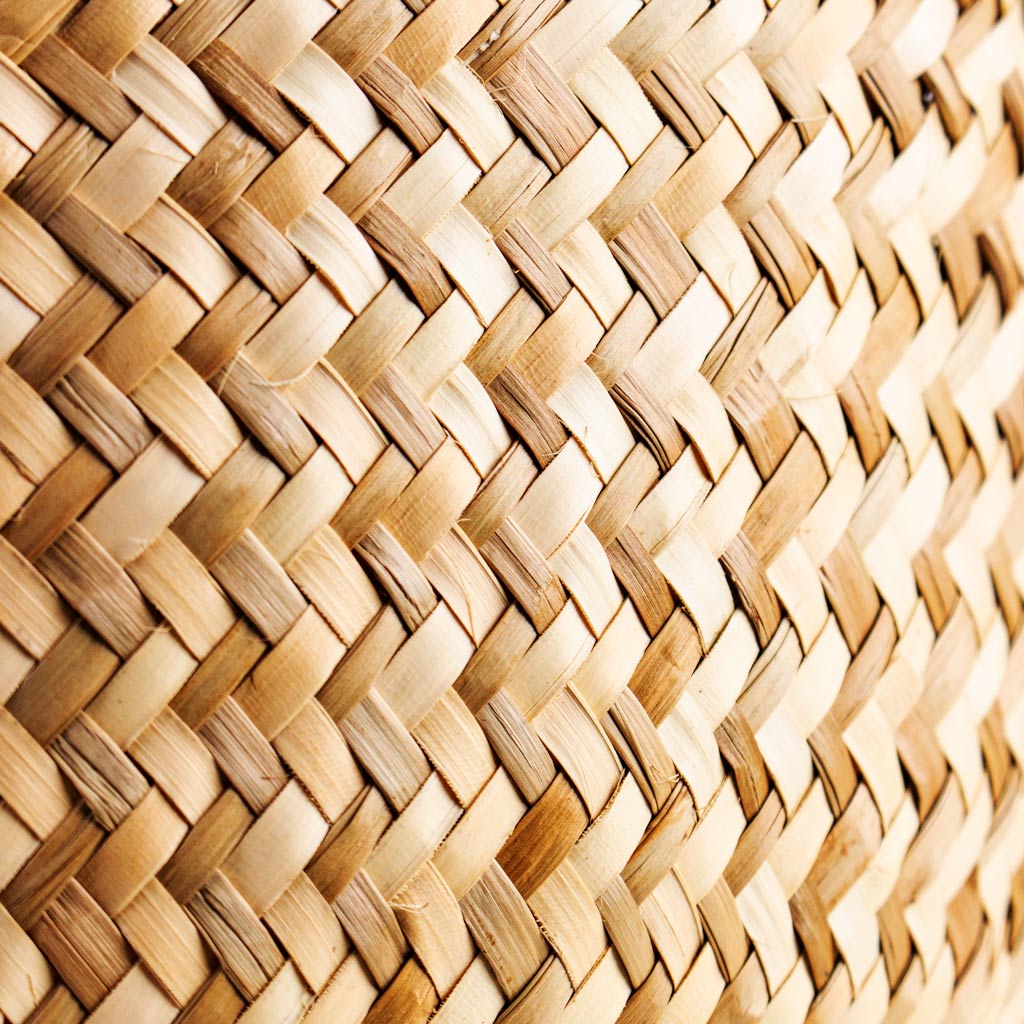 Seagrass Chevron Basket White Lined Close Up