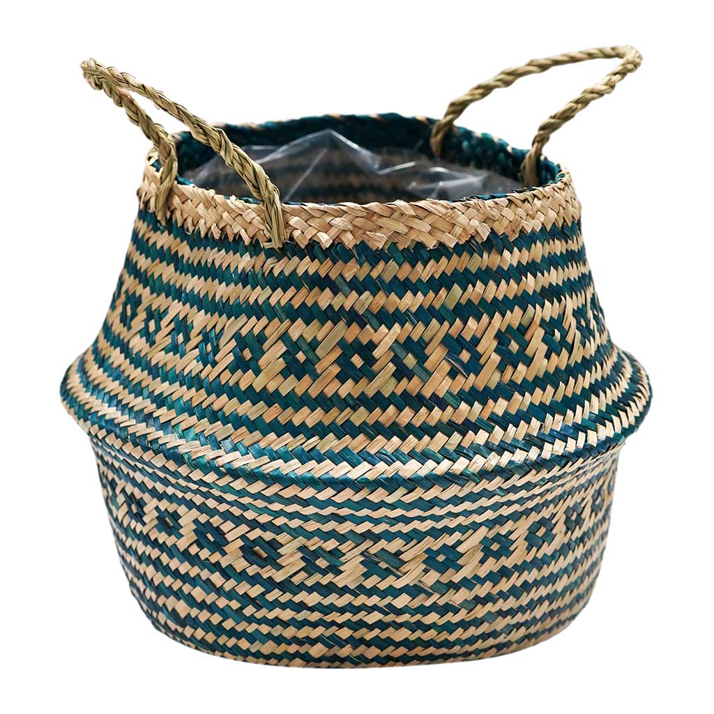 Seagrass Tribal Basket - Teal Lined
