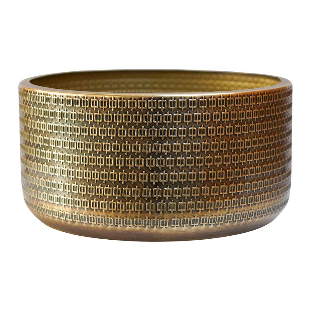 Solis Embossed Plant Bowl - Gold
