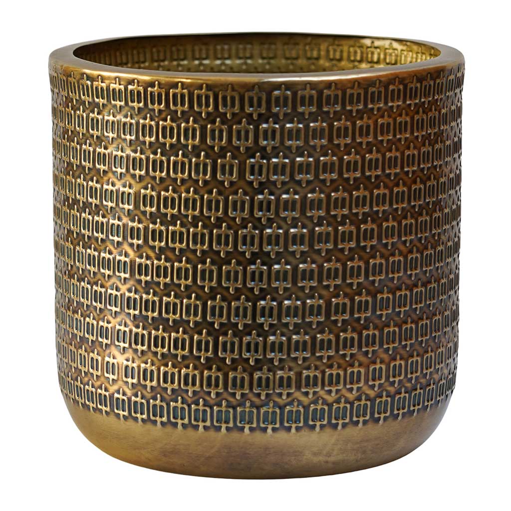 Solis Embossed Plant Pot - Gold