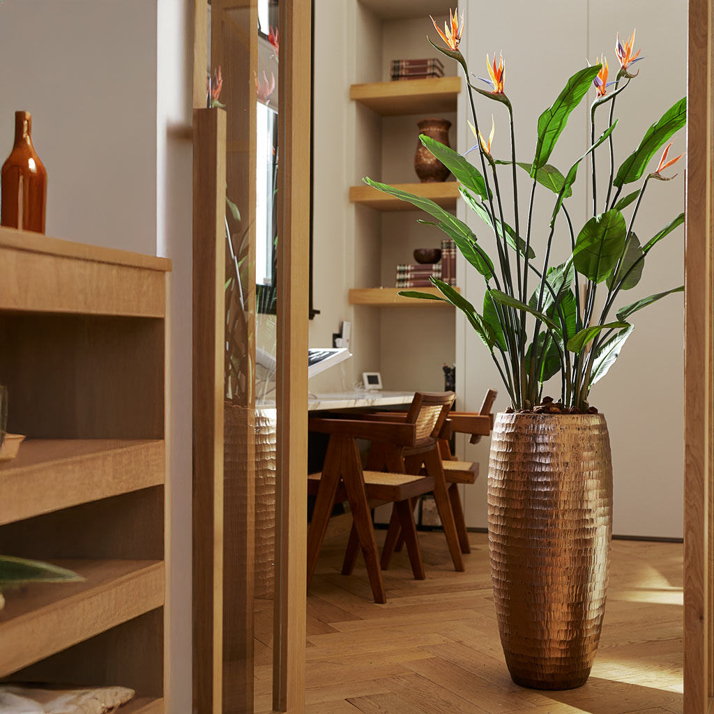Strelitzia Tree Flowers Artificial In Opus Hammered gold 