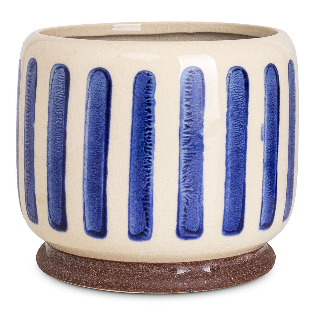 Stripe Pot Blue - 16x13cm