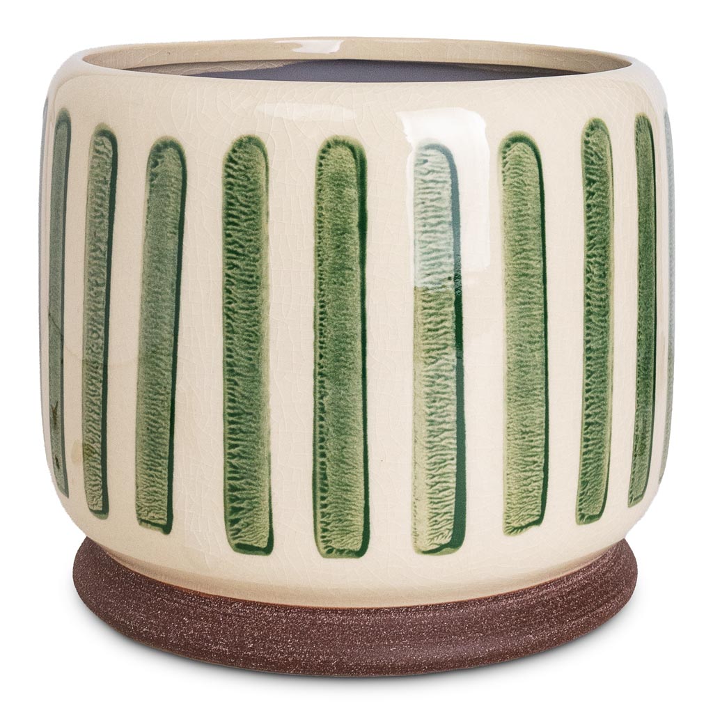 Stripe Pot Green - 21x18cm