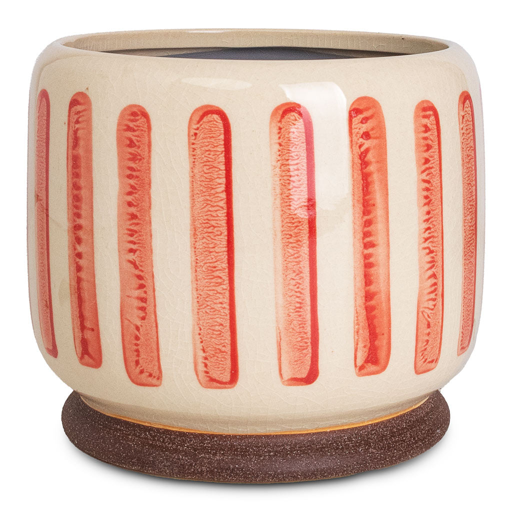 Stripe Pot Red - 16x13cm